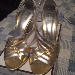 Coach Metallic Gold and Silver Strappy Heels